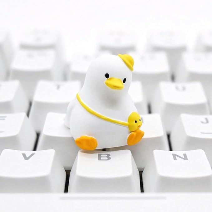 Artisan Keycaps, Cute Duck Custom Cover Caps for MX Mechanical Keyboard, Resin Handmade 1U Replacement for Esc Del Arrow Key (White)