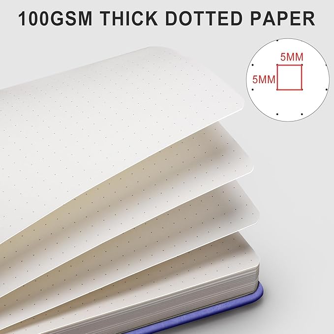 AHGXG Dotted Journal - 320 Numbered Pages Dot Grid Notebook A5 Thick Journal, 100gsm Thick Dotted Paper, Leather Hardcover,Inner Pocket, 5.75'' × 8.38'', Light Green