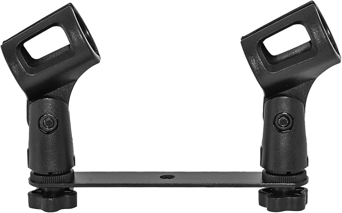 Musiin Microphone Holder 1-to-2 Mic Mount Bar with Standard Suitable Compatible with Most Microphone Stands Boom Arms