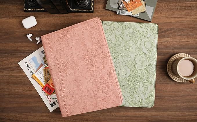 DUKE&COW Vegan Leather Portfolio Binder, 3-Ring Padfolio Organizer, Green