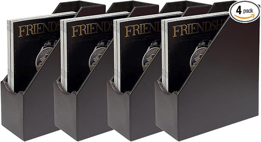 UnionBasic Magazine File Holder, Leatherette Desktop Document Organizer, Home Office Paper Holder File Storage Literature Sorter, Coffee, Set of 4