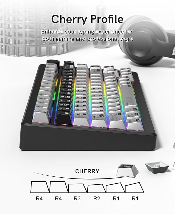PBT Keycaps with Metal Paint, Janese Style 112-Key Black/Silver Custom Keycap Set dye Sublimation,Cherry Profile Key caps for 61/64/66/68/75/84/87 MX Switches Mechanical Keyboards