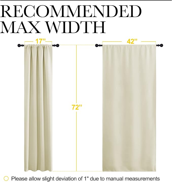 NICETOWN Beige Blackout Curtains for Living Room - Triple Weave Home Decoration Thermal Insulated Solid Rod Pocket Blackout Drapes for Bedroom(Set of 2, 42 x 72 Inch)