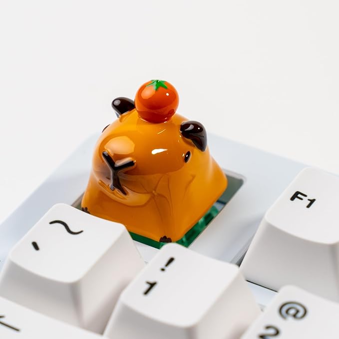 Artisan Capybara Keycap, 1U Handmade Resin, MX Switch Compatible for Mechanical Keyboards, Chill Animal Design