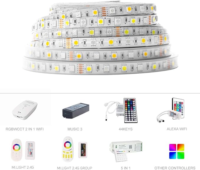 BTF-LIGHTING 5050 RGBW RGB+Warm White(2700K-3000K) 150RGB+150White LED Tape Light 5m 16.4ft 60LED/m Multi-Colored IP30 10mm Width FPCB DC12V for Bedroom Home Decoration(No Adapter or Controller)