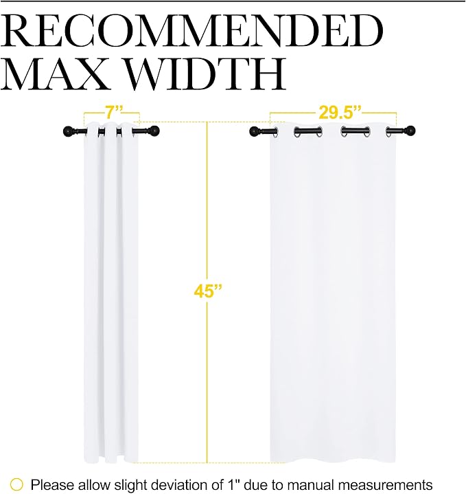 NICETOWN Draperies Curtains Panels, Blocking Out 50% Sunlight Window Treatment Curtains, Grommet Top Small Window Drapes for Bedroom (2 Panels, 34 by 45, White)