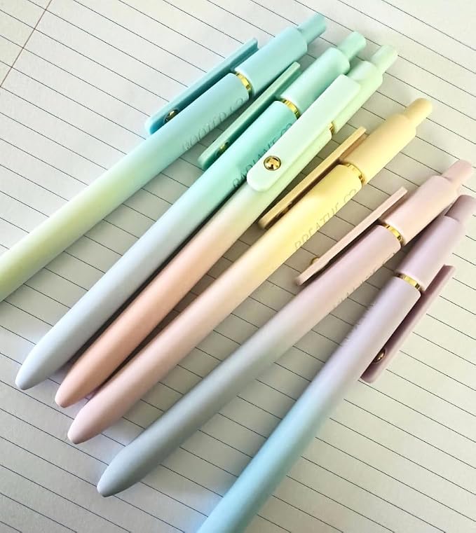 6 Pen Set｜Manic Motherhood Engraved Soft Touch Gel Pens｜Funny Mom Mothers Day Pens｜Planner Pens Office Supplies (Gold Ombre)