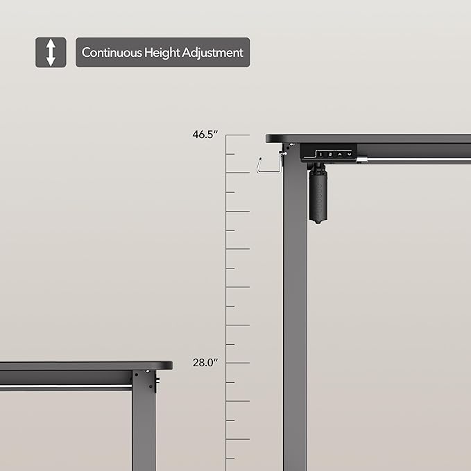 LongKe Electric Standing Desk Adjustable Height, 48x24 Inches Sit Stand up Desktop for Home Office, Ergonomic Rising Computer Table with Memory Preset, Black