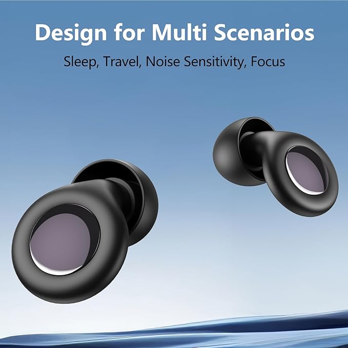 Ear Plugs for Sleeping 45db Noise Cancelling Earplugs Noise Reduction Silicone Reusable Earplug for Snoring Focus Concert Hearing Protection Ear Plug with Case and 6 Eartips (Black)