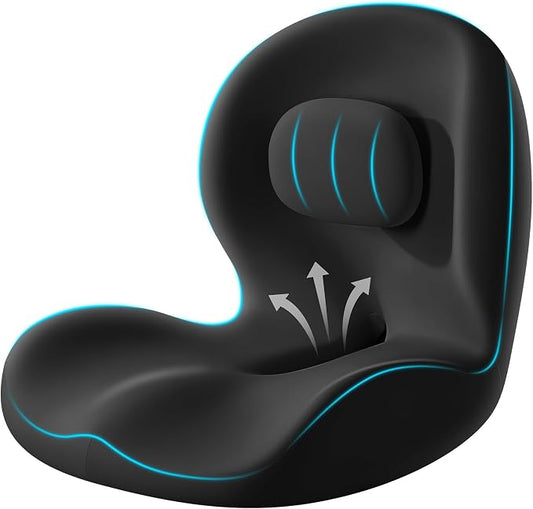 Seat Cushion for Office Chair and Car, Lumbar Support Pillow for Chair | Memory Foam Ergonomic Orthopedic Cushion Relieve Tailbone Sciatica Lower Back Pain for Office Desk Chair, Car, Truck, Black