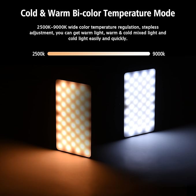 Andoer W140 RGB LED Video Light Kit Pocket Video Conference Lighting CRI95+ 2500K-9000K Dimmable 20 Lighting Effects with Desktop Tripod Ballhead Phone Holder Computer Clip Cold Shoe Adapter