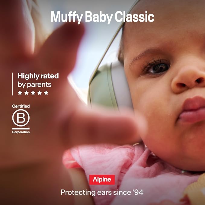 Alpine Muffy Baby Ear Protection for Babies and Toddlers up to 36 Months - CE & ANSI Certified - Noise Reduction Earmuffs - Comfortable Baby Headphones Against Hearing Damage & Improves Sleep - Black