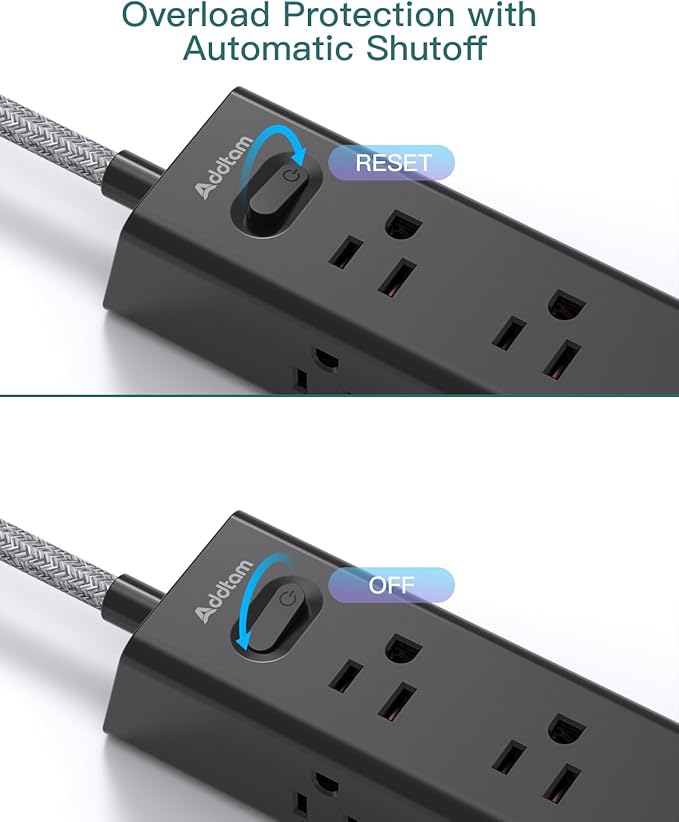 Surge Protector Power Strip - 20 FT Extension Cord, Power Strip with 12 Widely AC Outlet 3 USB, Flat Plug Wall Mount Overload Protection, 1050J, Desk Charging Station for Home Office, ETL Listed,Black