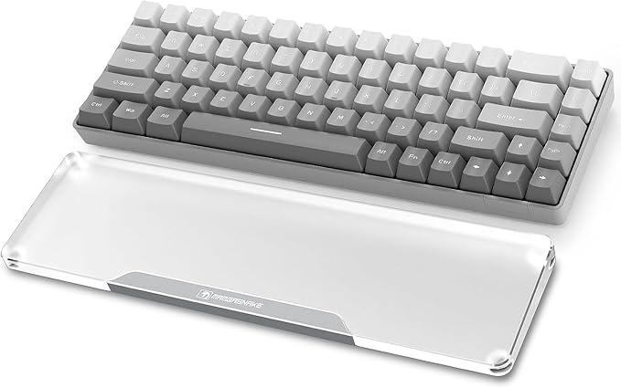 Acrylic Keyboard Wrist Rest Pro- Compact 60% Keyboard- Mechanical Keyboards Ergonomic Palm Rest for Computer Keyboard,Anti-Slip Base,Wrist Pad for Laptop,Office & Home-Easy Typing,Silver