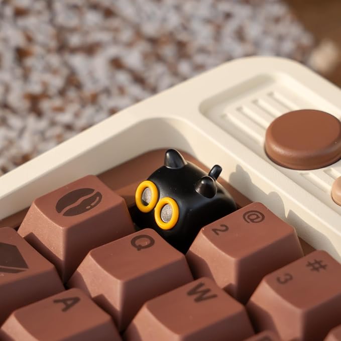 Artisan Cat Keycap for Mechanical Keyboards, Orange and White, 3D Printed Resin, 1U Size, MX Switch Compatible, Decorative Design for Gaming and Typing (MMK-HHH)