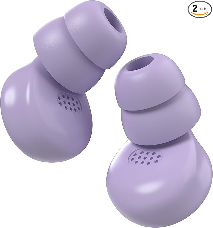 M1 Earplugs, 45dB Ear Plugs for Sleeping, High Fidelity Ear Plugs for Noise Reduction, Work, Travel, Sports, with 6 Silicone Earplug Tips, Reusable Noise Cancelling,Violet