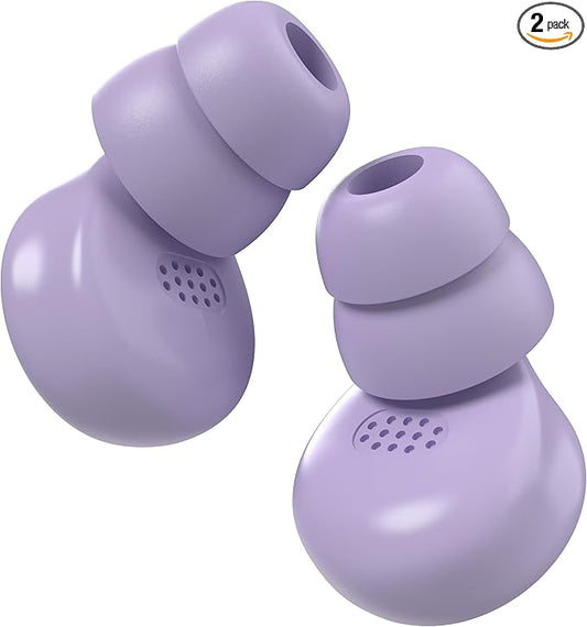 M1 Earplugs, 45dB Ear Plugs for Sleeping, High Fidelity Ear Plugs for Noise Reduction, Work, Travel, Sports, with 6 Silicone Earplug Tips, Reusable Noise Cancelling,Violet