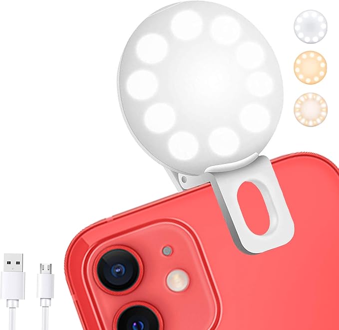 Mini Ring Light, Sansent Small Clip On Ring Light,Portable LED Light for Phone, 3-Level Adjustable Brightness Selfie Light (0.4 inch)