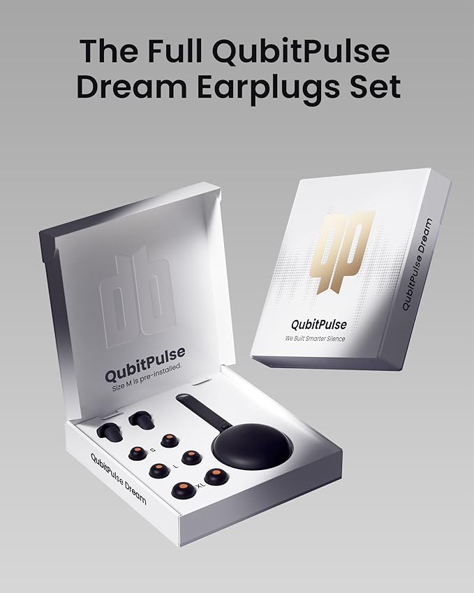 Dream Ear Plugs for Sleeping, 23dB Noise Reduction Soft Silicone Ear Plugs with Patented Qufits Eartips and Carry Case, Reusable Earplugs for Sleep, Work, Focus, Study - Black