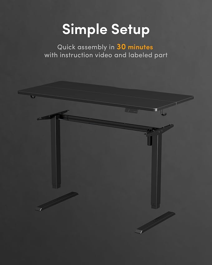 DESINO Standing Desk, 40 × 24 Inches Electric Height Adjustable, Sit and Stand Up, Computer Office Desk with Splice Board, Black Frame/Black TOP