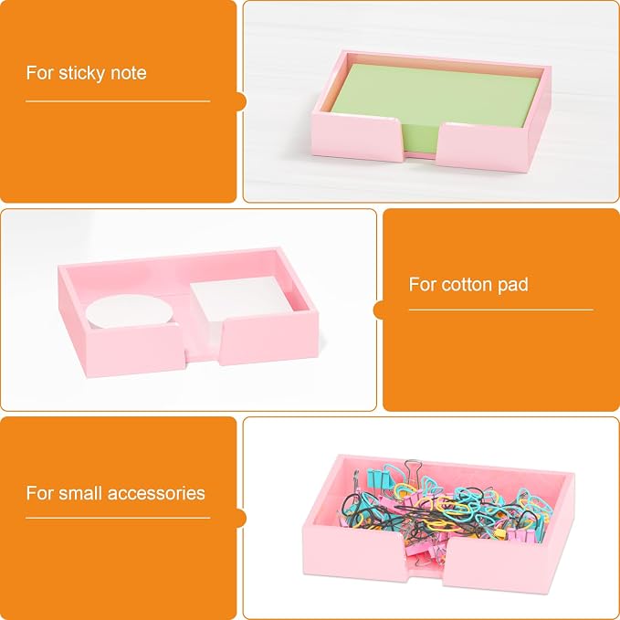 Beego Sticky Note Holder Organizer - 4x6 in Lightpink Acrylic Notepad Holder Acrylic Sticky Note Dispenser Cute Memo Holder (NO PADS) for Dorm Room Office Desk Organization