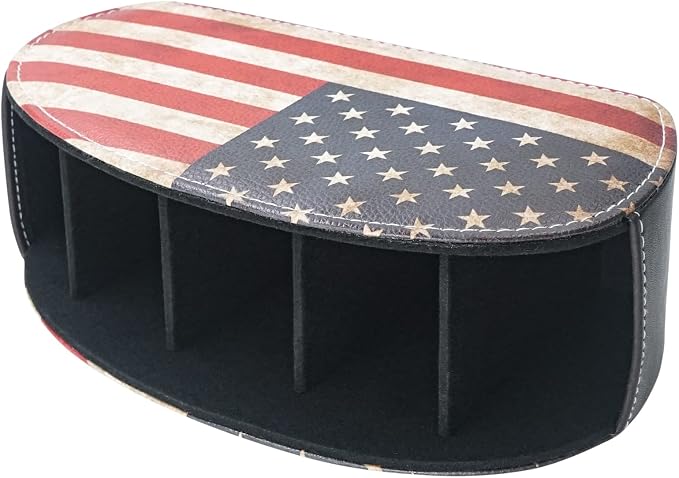 DreamsEden Remote Control Holder, Vintage American Flag Desktop Organizer Caddy 5 Compartments for TV Controller, Pen Pencil, Makeup Brush