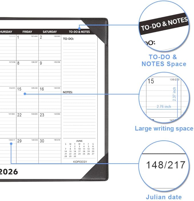 Large Desk Calendar 2026-2027 with Desktop Mat, KOPEESY 22" x 17" Desktop Calendar, 18 Mouths From March 2026 to August 2027, Office Supplies Desk Blotter Calendar for Home School and Office