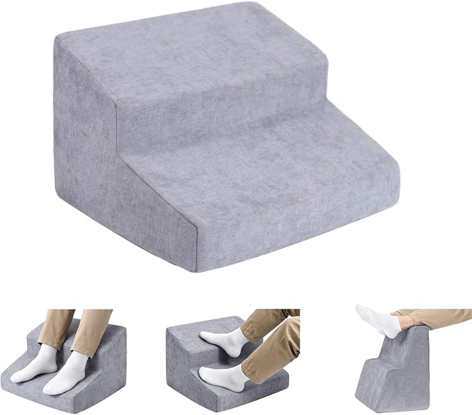 Foot Rest for Under Desk at Work,Ergonomic 2-Height Sponge Foot Stool for Office, Home,Sofa & Gaming Chair, Desk Accessories Footrest Cushion to Support Legs, Relax Ankles & Relieve Pain(B-Light gray)