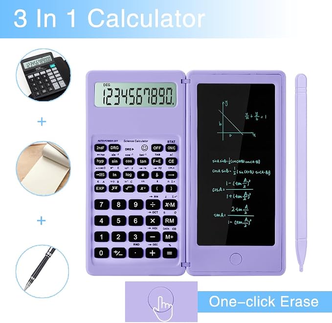 IPepul Scientific Calculators for Students, 10-Digit Large Screen, Math Calculator with Notepad, Classroom Must Haves for Middle High School Supplies & College(Purple)
