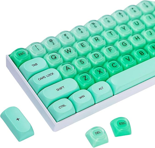 Fogruaden PBT Green Keycaps Set, HOA Profile Cute Custom Keycaps, Compatible with Cherry MX Switch 60% 65% 75% Mechanical Keyboards