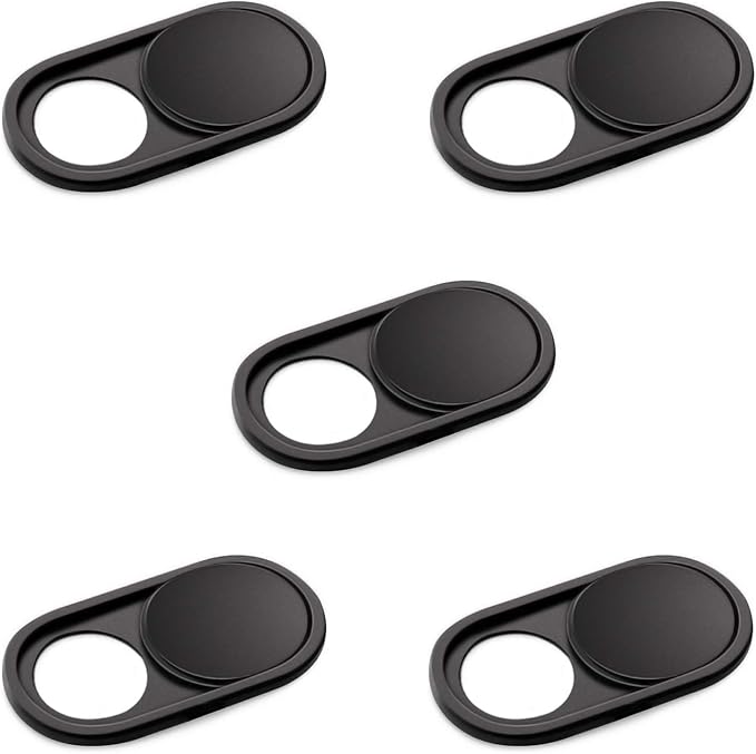 CloudValley Camera Cover Slide, 0.026 Inch Metal Webcam Cover for MacBook Pro, MacBook Air, Laptop, Mac, PC, iPad, iPhone, Ultra-Thin Privacy Covers [Black - 5 Pack]
