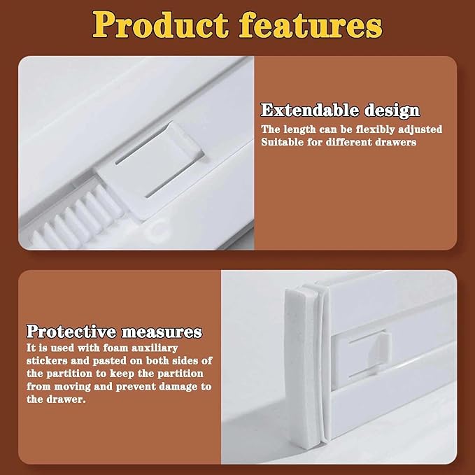 12 Pcs Drawer Dividers for Clothes, 3.15" High 11.34"-19.69" Adjustable Expandable Dresser Drawer Organizer, Clear Plastic Separators for Dresser, Baby Clothing, Underwear, Cosmetic