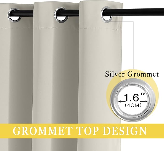 NICETOWN Sliding Door Window Treatment Blackout Patio Door Curtain Panels, Privacy Thermal Drapes for Bedroom Living Room Department with Grommet Top (Natural, W66 x L110)