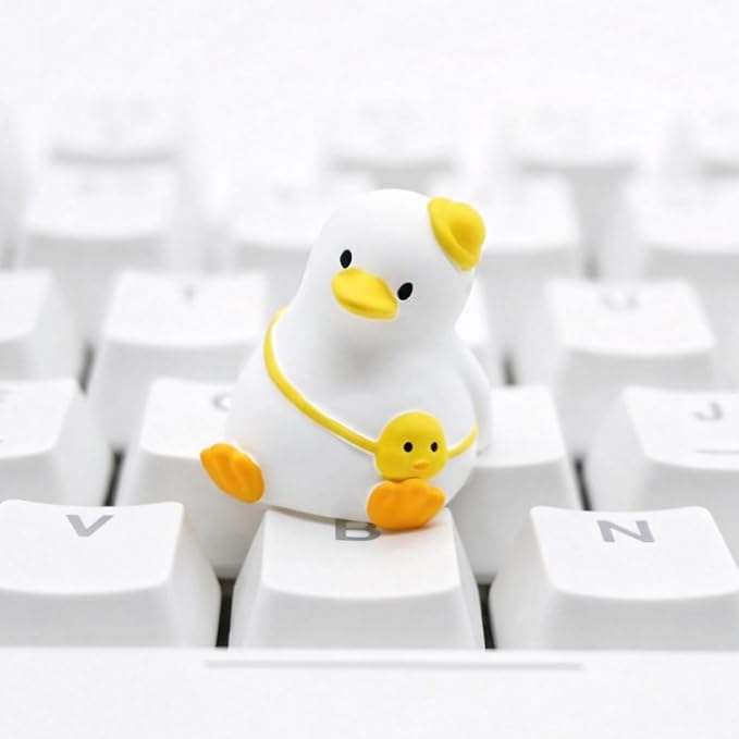 Artisan Keycaps, Cute Duck Custom Cover Caps for MX Mechanical Keyboard, Resin Handmade 1U Replacement for Esc Del Arrow Key (White)