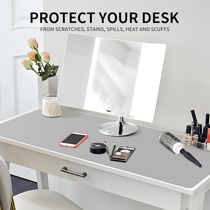 Large Office Leather Desk Mat, Large Mouse and Keyboard Pad, Laptop Pad, Desktop Protector(Gray, 31.5 in. x 15.7 in.)