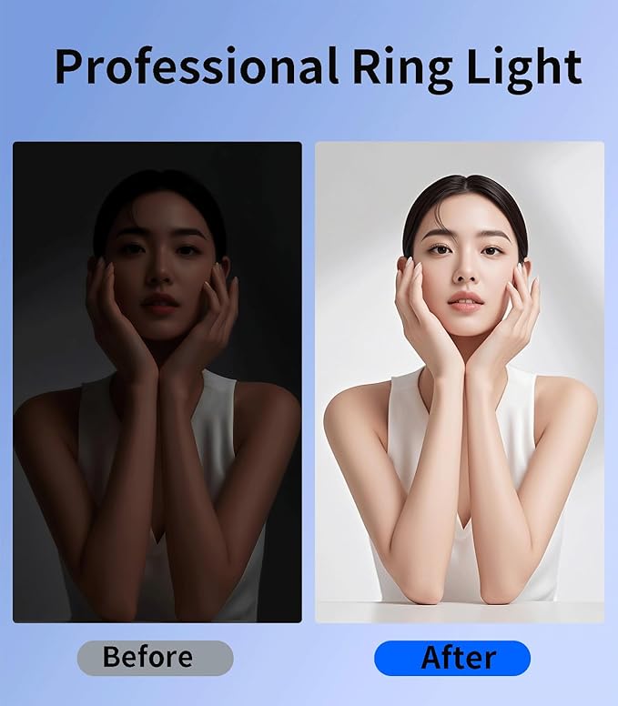 Portable Ring Light for Phone，3 Color Modes Clip On LED Light，Selfie Light for iPhone & Webcam，Adjustable Phone Light Clip for Video Recording, Content Creator,Vlog，Makeup & Video Calls