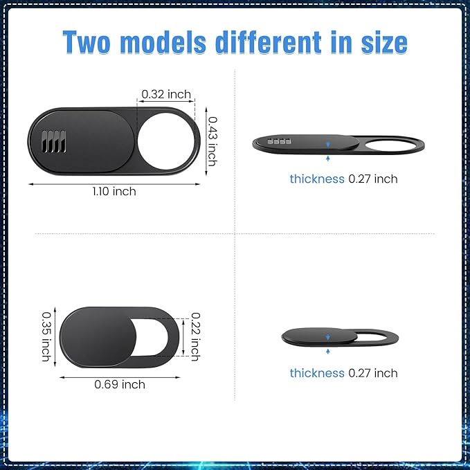 Laptop Camera Cover Slide,3 Large+3 Small Ultra Thin Webcam Cover for Laptop,Computer,Tablet,Apple Devices and Tesla Model 3/Y Interior Cabin Camera,Web Cam Blocker Protect Your Privacy