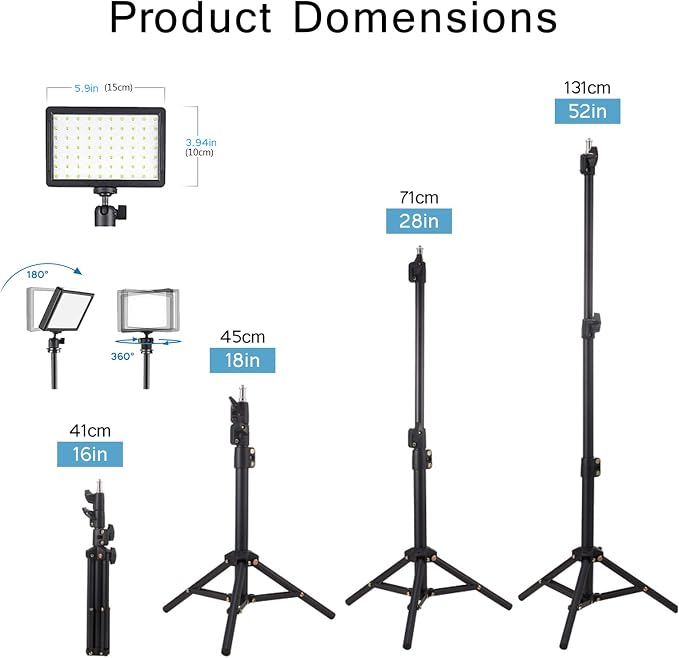 2-Pack LED Studio Streaming Lights, Portable Video Lighting for Video Recording Filming Camera Photo Photography Conference Game YouTube TikTok Shooting with Adjustable Tripod Stand & Color Filters