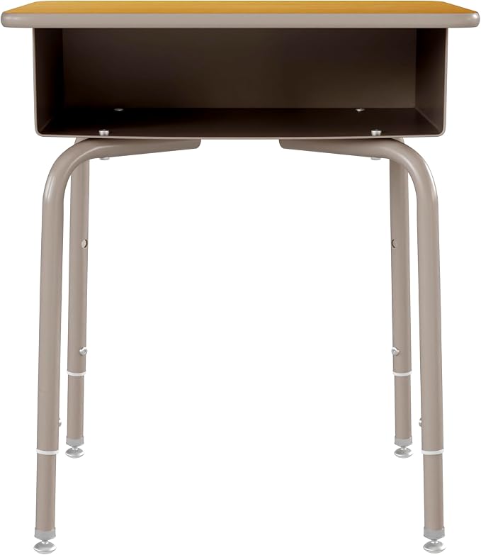 Flash Furniture Billie Student Desk - Maple Open Front School Desk - Silver Metal Frame - 24"W x 18"D Adjustable Height, Durable for School or Remote Learning