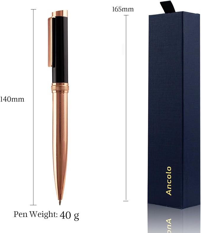 Ancolo Personalized Ballpoint Pens - Luxury Writing Pen with 10 Black Ink Refill Engraved with Your Message Name on the Pens Gift Set for Man/Women/Writers/Collection/Journalist