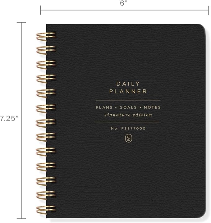 Fringe Stdio Non-Dated Daily Planner, 160 pages, twing ring spiral binding, SE STANDARD BLACK (877003)
