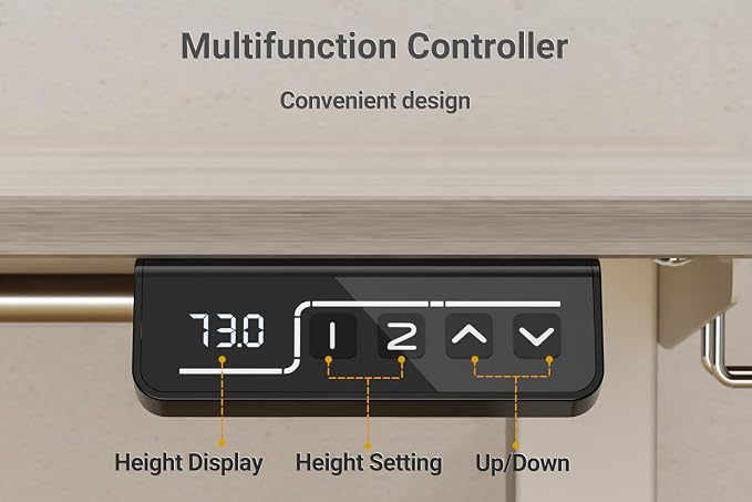 Standing Desk Height Adjustable Electric Desk 47.2 x 23.6 Inches Sit Stand Desk, Computer Home Office Desk Memory Preset with Two-Piece Desktop (Grey Oak Look)