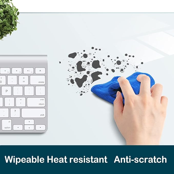 Desk Mat Clear Plastic Office Home Table Pad Blotter Mats Writing Desk Topper Protector with Mouse Pad for Laptop Computer Desktop Keyboard Pads Multifunctional Mat Transparent Wipeable PVC 18x36