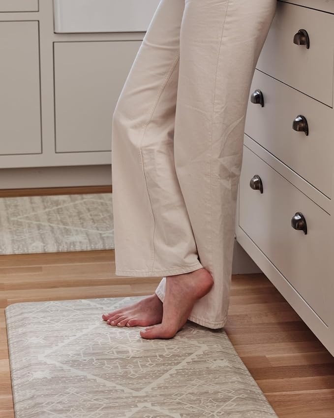 House of Noa Nama Standing Mat – Anti-Fatigue Kitchen Mats for Floor, Cushioned & Non-Slip Comfort Mat for Standing, Thick Foam Anti-Fatigue Mat for Kitchen & Workspaces, Ula Driftwood 22" x 72"