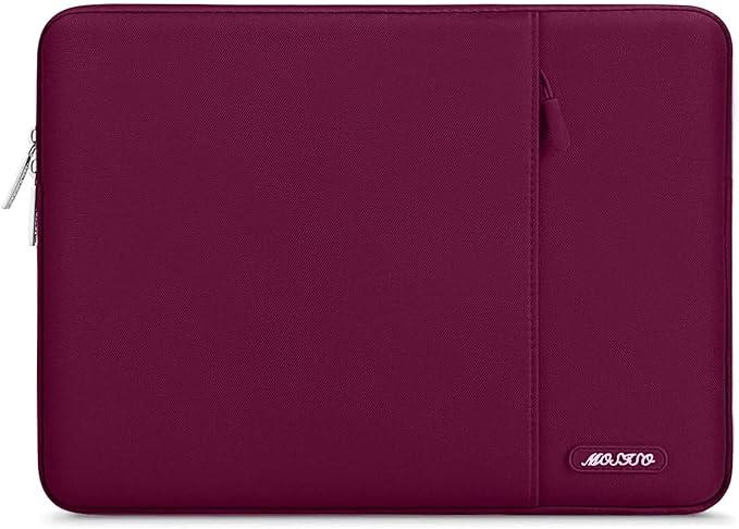MOSISO Laptop Case 13.3 inch, 13-13.3 inch Laptop Sleeve Compatible with MacBook Air/Pro 13/Pro 14 M5 M4 M3 M2 M1, HP Dell ASUS Lenovo,Polyester Vertical Computer Sleeve Bag with Pocket, Wine Red