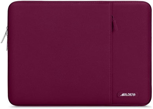 MOSISO Laptop Case 13.3 inch, 13-13.3 inch Laptop Sleeve Compatible with MacBook Air/Pro 13/Pro 14 M5 M4 M3 M2 M1, HP Dell ASUS Lenovo,Polyester Vertical Computer Sleeve Bag with Pocket, Wine Red