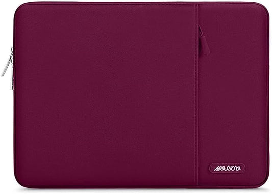 MOSISO Laptop Case 16 inch, 15-15.6 inch Laptop Sleeve Compatible with MacBook Pro 16 M5 M4 M3 M2 M1, HP Acer Dell Lenovo ASUS, Polyester Vertical Computer Sleeve Bag with Pocket, Wine Red