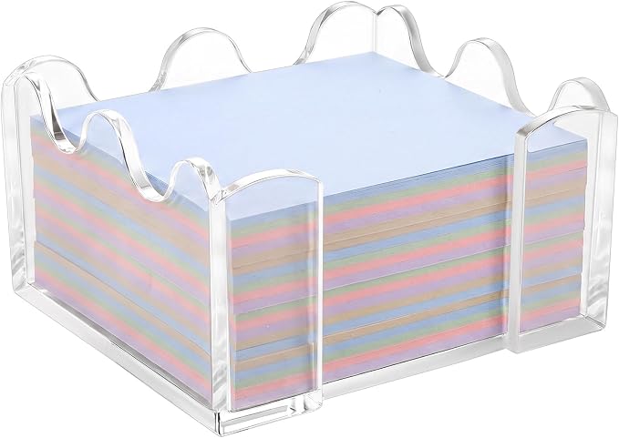 Acrylic Sticky Note Holder, 3x3 Crystal Clear Sticky Note Dispenser with Anti-Slip Base Cute Post It Note Holder Notepad Holder for Office Desk, Home Organizer