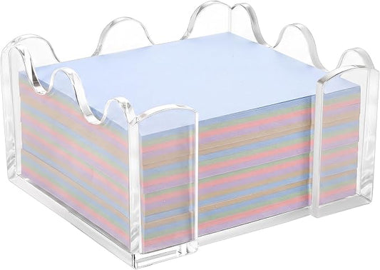 Acrylic Sticky Note Holder, 3x3 Crystal Clear Sticky Note Dispenser with Anti-Slip Base Cute Post It Note Holder Notepad Holder for Office Desk, Home Organizer