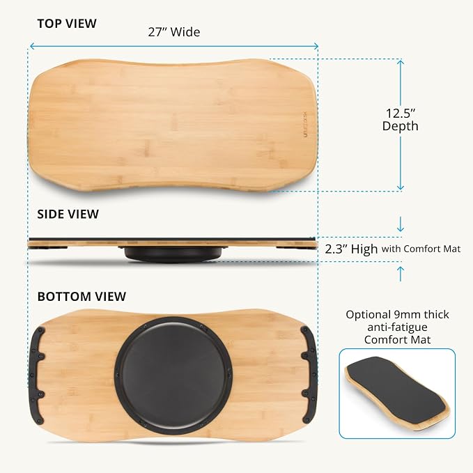 UPLIFT DESK Motion-X Balance Board - 27" Ergonomic Wobble Board for Standing Desks, Anti-Fatigue Support for Core Engagement & Stability